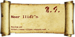 Neer Ilián névjegykártya